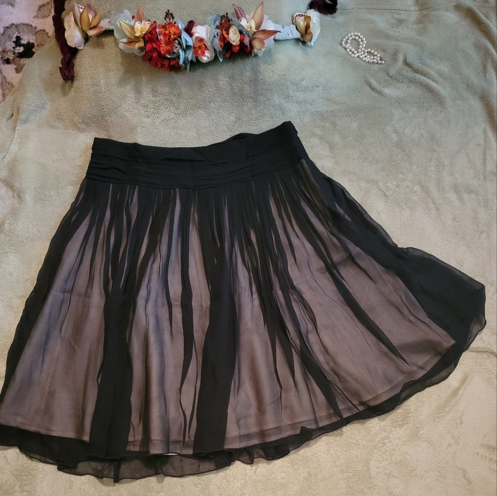 Black chiffon gathered skirt
